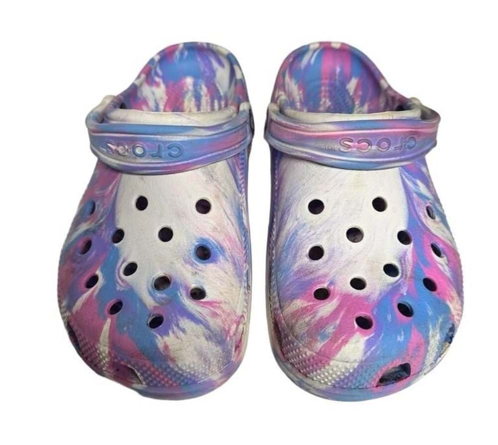 Crocs Classic Marbled Clogs Size J5 Multi-Color Tie-Dye